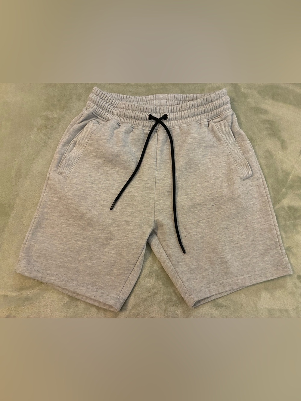 Men’s Athletex Brand Light Gray Knit Sweat Shorts with Black Drawstring Size S